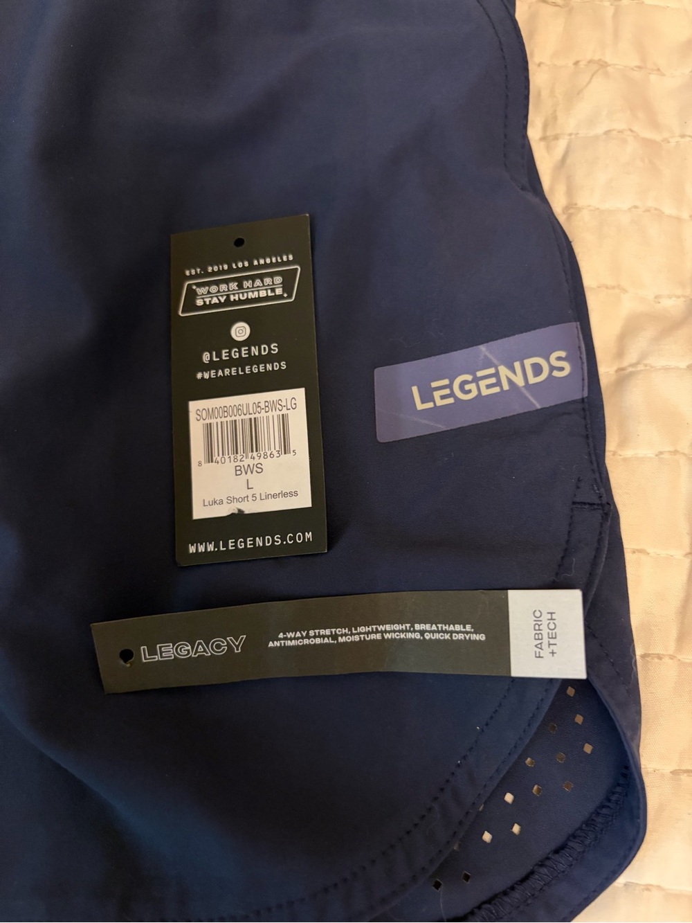 Legends Men's Navy Luka Shorts 5” Linerless